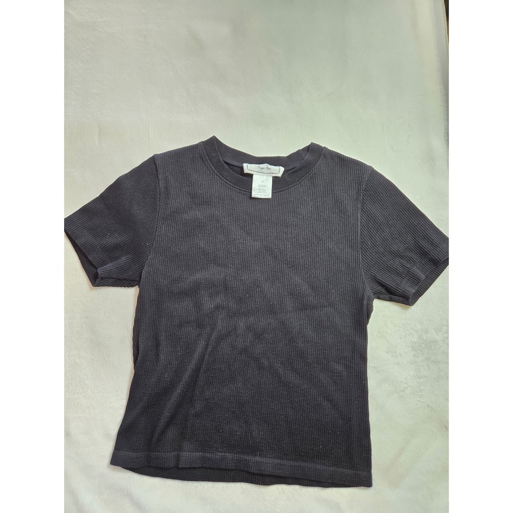 Hippie Rose Womens Ribbed Short Sleeve Crew Neck‎ T-Shirt Black XL Minimalist